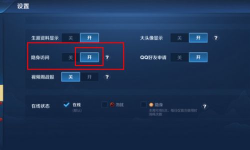 王者荣耀如何开启隐身访问